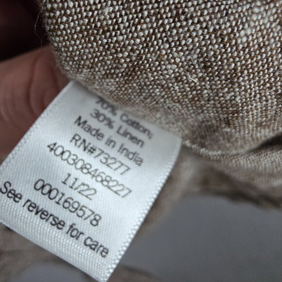 Sonoma Camp Shirt Mens Size 2XL Light Brown Lightweight Linen Cotton Blend NWT - Picture 9 of 11